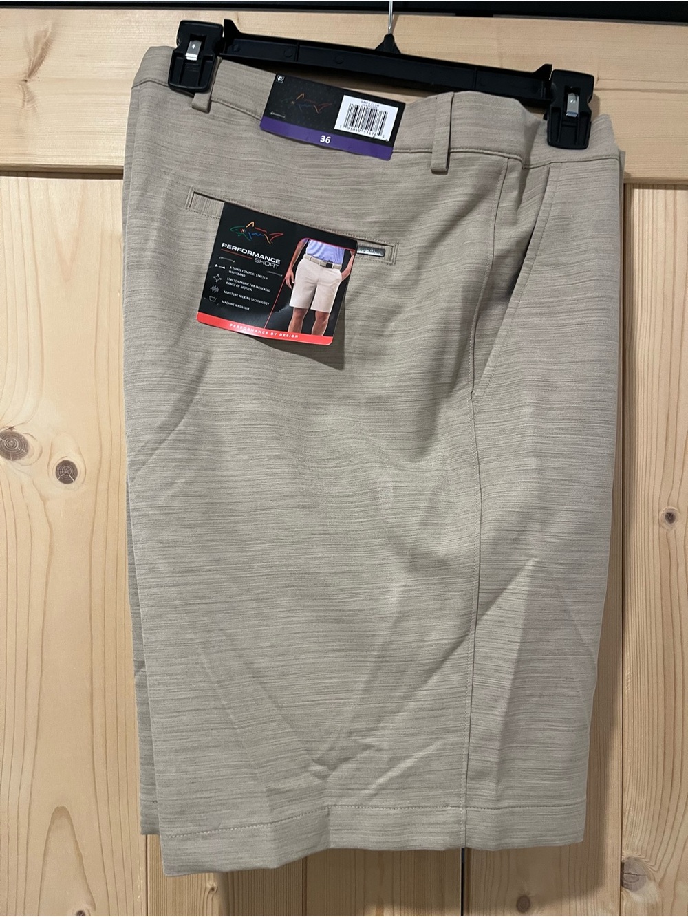Greg Norman Collection Men's Performance Stretch Shorts - Beige Size 36 NWT 🦈⛳️